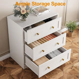 White Nightstand w/ 3 Drawers Storage, Large Wood Night Stand for Hallway