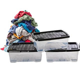 5 x 30L Clear Underbed Plastic Stacker Box Large Storage Box With Lids