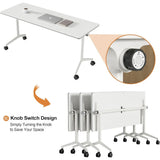 Foldable Mobile Conference Table with Wheels, Flip Top Design
