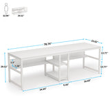 Tribesigns Two Person Desk with Bookshelf, 78.7 Computer Office Double Desk for Two Person, Rustic Writing Desk Workstation