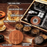 Whiskey Smoker Kit with 8 Wood Chip Flavors - Premium Bourbon Smoker Kit Set with Glasses Stainless Steel Ice Cubes Refillable