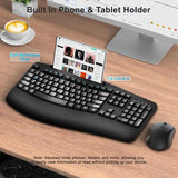 Keyboard and Mouse Combo, 2.4G Full Size Wave Keys Ergonomic Keyboard