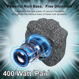 Herdio 8" Outdoor Bluetooth Rock Speakers HD Digital Stereo Effect Tweeter Waterproof Resin