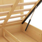 Mid-Size Bed with Storage, Illuminated, 2 Drawers, No Box Spring, Natural