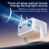 Home Android 14 WiFi6 BT5.4 Portable Movie Projector with 360° Correction