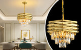 Modern Crystal Chandelier Gold Round for Dining Room for Living Room Entryway