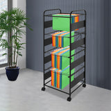 4 Tiers Metal Rolling File Carts with Wheels Hanging Files for Letter Size