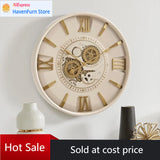 Mid Century Minimalist Modern Wall Clocks,24 Inch w/ Moving Gears, Large