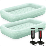 Kids Travel Air Mattress Inflatable Bed Set with Raised Sides, Hand Pump