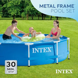 Outdoor round swimming pool set with metal frame, silver color, rust-resistant