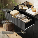 Fluted Dresser for Bedroom with 8 Drawers with Metal Handle