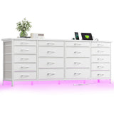 EnHomee Large Capacity 63 Inch Dresser w/ 18 Deep Drawers LED Lighting