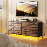 EnHomee Large Capacity 63 Inch Dresser w/ 18 Deep Drawers LED Lighting