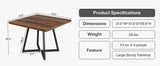 Tribesigns Square Dining Table for 4, 31.5" Industrial Dinner Table with Metal Base