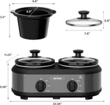 Dual Slow Cooker, Buffet Servers and Warmer with 2 Removable Ceramic Pots