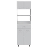 Caribe Microwave Cabinet, Four Legs, One Drawer, Double Door, One Shelf  White