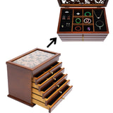 6-Tier Jewelry Organizer Box, Wooden Jewelry Organizer for Earrings Rings