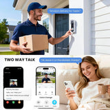 Wireless Doorbell Camera 2K HD View, 2-Way Talk with PIR Motion Detection