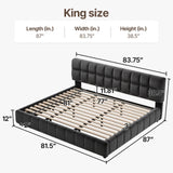 Queen Size Platform Bed with 38.5-inch High Extra-Thick Soft Headboard