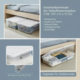 Underbed Storage Box, 2-Pack, Rolling (101 x 51 x 15 cm), for Clothes, Shoes
