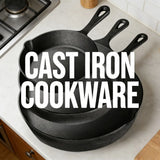 3PCS Pre-Seasoned Cast Iron Skillet Set, Pans for Oven Grill Campfire