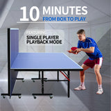 8ft Mid-Size Foldable Portable Ping Pong Table Set Indoor Games with Net