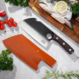 SHANGDAO 7"Deba Knife, Hand Forged Cleaver Butcher Knife for Meat Cutting