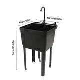 Freestanding Laundry Tub Utility Wash Sink w/ Faucet & Soap Dispenser