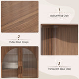Walnut 70 Inch Oval Dining Table for 6-8 People, Modern Large Dining Room Table with 2-Tier Storage Space