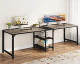 Tribesigns 90.55'' 2 Person Desk with Storage Shelves, Double Computer Desk