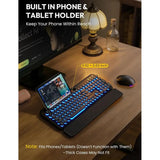 Backlit Typewriter Keyboard and Mouse Set with Magnetic Wrist Rest and Phone Holder