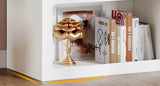 70.87" Tall Geometric Bookshelf, White Arched Bookcase with 5 Irregular Storage Shelves