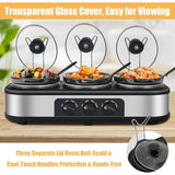 Triple Slow Cooker with 3×1.5 QT Buffet Servers and Warmers Adjustable Temperature