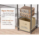 Portable Clothes Rack with 4 Tiers Shelves and Storage System