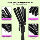 Three Barrel Hair Waver Curling Iron 1.1 Inch Beach Waves Adjustable Temperature Hair Curler Babe Waves