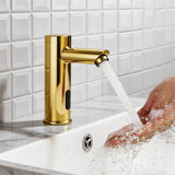 KEMAIDI Touchless Automatic Sensor Bathroom Faucet Brushed Gold Vessel Sink Tap Hands-Free Smart