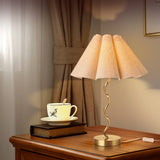 Gold Modern Table Lamp, Scalloped Pleated Desk Lamps Wavy Lamp for Bedside