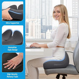 Memory Foam Seat Cushion for Office Chair, Ergonomic Curved Design for Sciatica