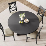 47 in Round Large Dining Table Set or 4 to 6, armhouse Dinner Table with Wooden Top