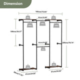 Industrial Pipe Clothes Rack Wall-Mounted Clothing Rack with Shelves