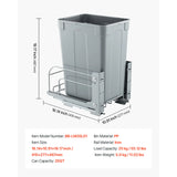 SucceBuy Pullout Trash Can for Kitchen Cabinets w/Heavy Duty Metal Soft Close Sliding System