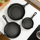 3PCS Pre-Seasoned Cast Iron Skillet Set, Pans for Oven Grill Campfire