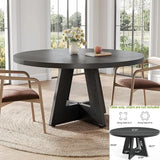 LITTLE TREE Black Dining Table for 4-6, Modern Kitchen Table with Tapered Wood Legs