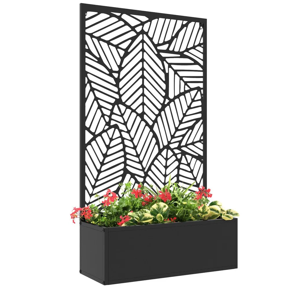 Outdoor Privacy Screen with Raised Graden Bed, Metal Frame – MD DC PRINT