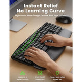 Wireless Keyboard and Mouse Combo, MA41 30dB Quiet Ergonomic Wave Keyboard Set