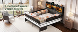 King Bed Frame with 6 Storage Drawers And Linen Upholstered Headboard