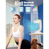 Portable Mini Air Conditioner Fan with 1200ml Water Tank, 4 in 1