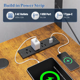EnHomee Reversible L Shaped Desk Computer Desk with LED Light & Power