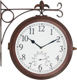 66276B Double Sided Metal Wall Clock with Black Frame. Dial: 10-Inch