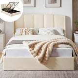VELOCAVA Full Size Lift Up Storage Bed with  Modern Wingback Headboard